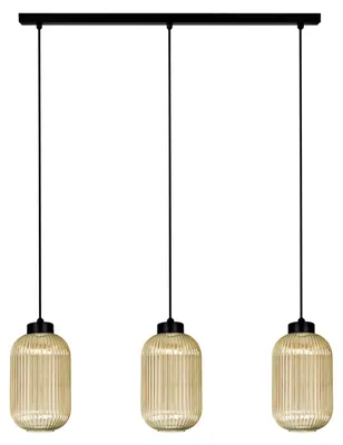 Zdjęcie produktu dla Lampa wisząca FADIGA bursztynowo-czarna 3xE27x20W szkło wym:93x70x14cm IP20 Kaja