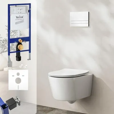 Produktbild von Kronenbach Tube Wand-WC kompakt spülrandlos Komplettset slim
