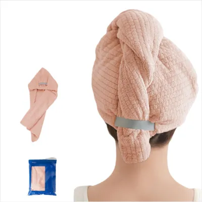 Obrázok produktu pre INF Super Absorpčný Rýchloschnúci Koralový Fleece Sušiaci Klobúk na Vlasy Ružová