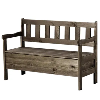 Produktbild von Parkbank mit Stauraum Holzbank Gartenbank Sitzbank 120 cm Braun Neu Modern