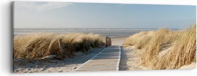 Produktbild von Bild auf Leinwand - Leinwandbild - Strand Meer Fußgängerbrücke Ufer - 90x30cm - Wand Bild - Wanddeko - Leinwanddruck - Bilder - Kunstdruck - Wanddekoration - Leinwand bilder - Wandkunst - AB90x30-2657
