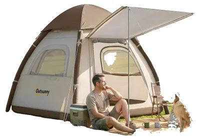 Image de Tente de camping, imperméable, avec moustiquaire, de couleur blanche