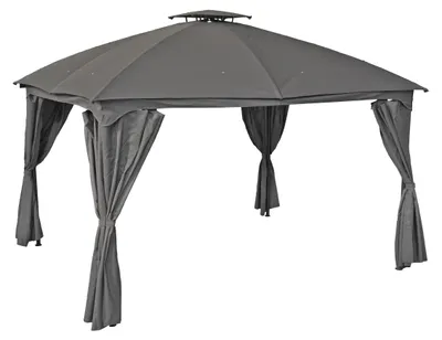 Produktbild von Pavillon DUBLIN Schwarz Polyester | Gartenpavillon Gartenlaube für Garten/Terrassen
