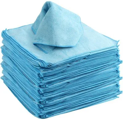 Obrázek produktu pro Sada 50 mikrovláknových utěrek – 30 x 30 cm – modré utěrky – čisticí utěrky – savé – vhodné pro domácnost/auto