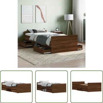 Obrázok produktu pre The Living Store Rám postele s hnedým dubovým čelom a nohami 90x200 cm