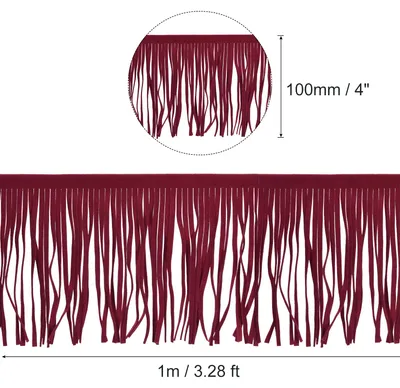 Produktbild von 1 Yard 10cm Kunstleder Fransenband Doppelseitige Leder N?hen Quastenfransen fš¹r DIY N?hen Kleid Handwerk Rock Dekoration, Fuchsia