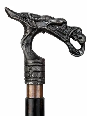 Produktbild von Vintage Gehstock mit Antik Messing Drache Griff