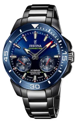 Produktbild von Festina Herren Armbanduhr Chrono Bike Connected Special Edition F20647/1 Edelstahl schwarz blau IP