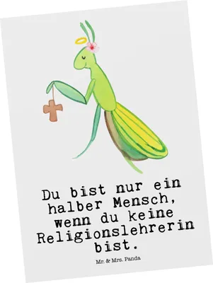 Produktbild von Mr. & Mrs. Panda Postkarte Religionslehrerin Herz - Weiß - Geschenk, Grußkarte, Grundschule, Fotokarte, Postkarten, Spruch, Witzig, bildkarte, Lustig, Ansichtskarten
