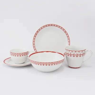 Produktbild von Leander Frühstücksset, Tschechisches Porzellan, HyggeLine, rot, Leander, 5 d.
