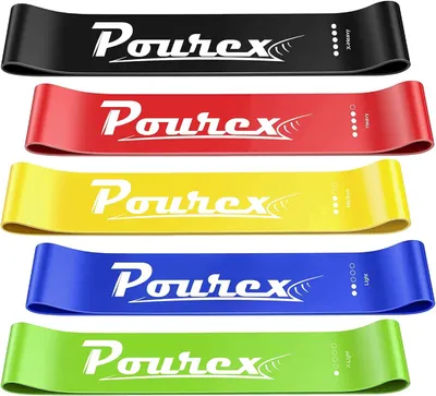 Produktbild von POUREX Fitnessbänder 5er Set, Latex, 5 Widerstandsstufen, Schwarz