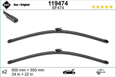 Produktbild von SWF DAS ORIGINAL Scheibenwischer Wischblatt Vorne passend für MERCEDES-BENZ E-Klasse Limousine (W213) Rahmenlos