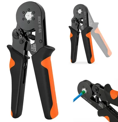 Produktbild von Crimpzange Aderendhülsen Quetschzange - 0,25 bis 6 mm² - Kohlenstoffstahl - Rutschfester Griff