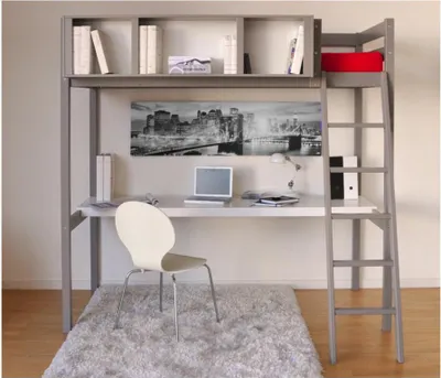 Produktbild von Hochbett LOU mit Schreibtisch / Grau