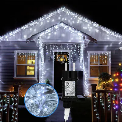 Immagine prodotto di Jopassy 200 LED decorazione ghiacciolo Natale finestra fata luci all'aperto, bianco freddo