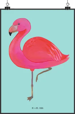 Produktbild von Mr. & Mrs. Panda Bild Flamingo Classic DIN A2 - Türkis Pastell - Geschenk, Freundin, Plakat, kunstdruck poster, Ich, Stolz, Wandbild, drucke, wanddeko, Spruch, Prächtig