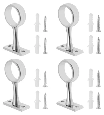 Garderobenstangenhalterung 4er-Set, Kleiderstangenstützen, Silber