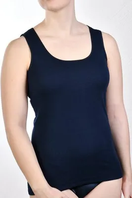 Produktbild von Toker Collection® Unterhemd Damen Achselhemd mit Satinkante 2 Stück (Packung, 2er-Pack) aus reiner Baumwolle, marine, 44/46