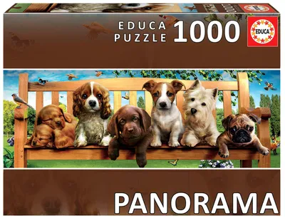 Produktbild von Educa - Welpen auf Bank 1000 Teile Panorama Puzzle
