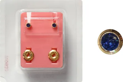 Produktbild von Erstohrstecker Chirurgenstahl vergoldet Sterile Ohrstecker Zarge mit Stein in blau 3mm