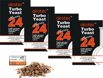 Produktbild von 4 x Alcotec Turbohefe - Classic 24 Alkohol Brennhefe, Gärhefe, Wodkahefe, Turbo Hefe, Wodka Hefe
