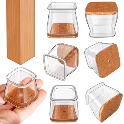Produktbild von Stuhlfußkappen Stuhlgleiter Möbelgleiter - Transparent - Quadratisch - Silikon - 20 Stück - 27 bis 39 mm