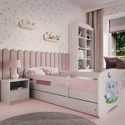 Immagine prodotto di Letto per bambini per ragazzi elefante 70x140, 80x160, 80x180 cm - set completo con materasso, cassetto e protezione anticaduta