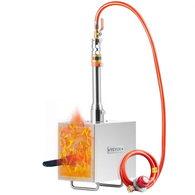 Produktbild von Tragbare Propan-Schmiede von VEVOR, 1-Brenner-Hufschmiede, 2600℉ Gasschmiede für die Werkzeug- und Messerherstellung, quadratische Gasschmiedewerkzeuge und -ausrüstung aus Edelstahl