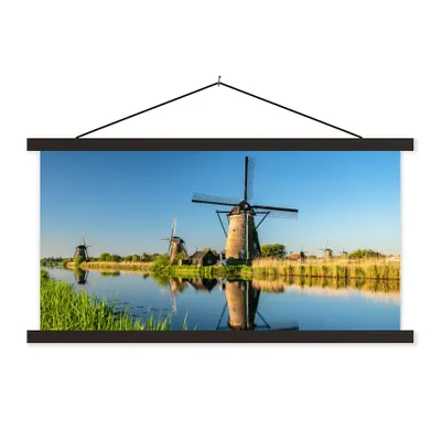 Produktbild von MuchoWow® Textilposter Mühle - Frühling - Niederlande 120x60 cm mit schwarzem Rahmen - Dekoration Schlafzimmer