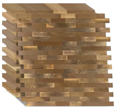 Immagine prodotto di Elzusha - Piastrelle metalliche autoadesive per pareti, finitura spazzolata - 10 pezzi - Spessore 4 mm