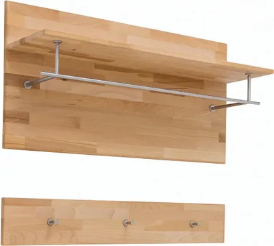 Produktbild von Garderobenpaneel Hutablage Kleiderstange Flurgarderobe Kernbuche #3850