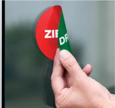Produktbild von Dreifke® Türschild doppelseitig, Drücken/Ziehen, Ø 100 mm, Folie selbstkleben...