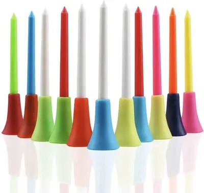 Immagine prodotto di Tee da golf – 10 bandierine da golf – Tee da golf – 83 mm – 10 pezzi – multicolore – Tee da golf in plastica – Plastica – CHPN