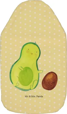 Produktbild von Mr. & Mrs. Panda Wärmflasche Avocado Kern rollt - Gelb Pastell - Geschenk, gummi, Schwanger, Wärmekissen, Liebe, Geburtstag, Wärmflaschen, Plüsch, Baby, mit Bezug