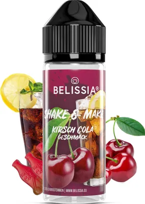Produktbild von Belissia Shake and Make Kirsch-Cola - 10ml hochdosiertes Lebensmittelaroma + 120ml Schüttelflasche - Für Backen, Speisen, Getränke, DIY & Raumduft