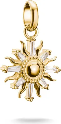 Image de Thomas Sabo Charm pendentif, soleil avec pierres précieuses blanches, en argent, doré - Thomas Sabo modèle : CC1246-414-14