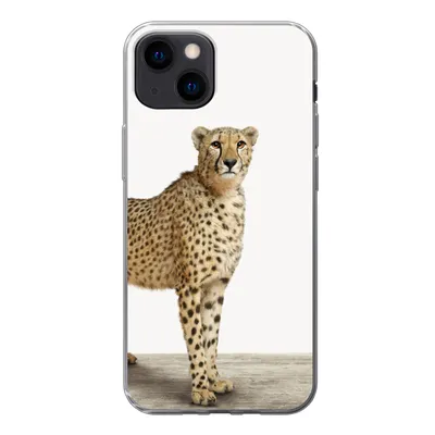 Produktbild von MuchoWow® Handyhülle Schutzhülle Hülle für iPhone 13 mini Leopard - Tiere - Weißer Hintergrund - Kinder - Jungen - Mädchen Silikon Softcase Handy Hülle - Softcase