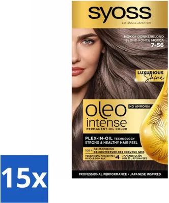 Obrázek produktu pro SYOSS - Oleo Intense 7-56 Mocha Dark Blonde - barva na vlasy - bez amoniaku - krytí šedin - dlouhotrvající barva - hodnotné balení - 15 kusů