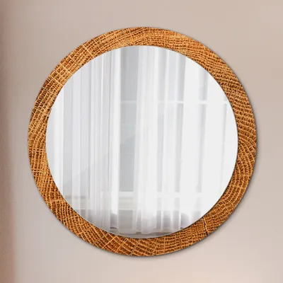 Produktbild von Dekospiegel – Hängespiegel Wandspiegel Spiegel mit Aufdruck – Spiegel – Schlafzimmer - Eiche Holz - Rund: Ø90cm