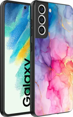 Produktbild von Passend für Samsung Galaxy S21 FE Handyhülle mit Marmordruck - TPU Rückseitenschutzhülle Marmordesign - Regenbogen - Smartphonics