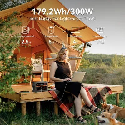 Zdjęcie produktu dla Przenośna stacja zasilania, mobilny generator i awaryjne źródło energii z przetwornicą o mocy 300W i akumulatorem o pojemności 222Wh