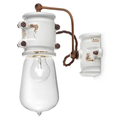 Image de Vintage Urban Fer et Céramique Blanche 1 Lumière E27 22cm