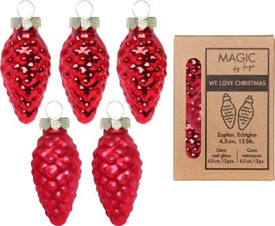 Produktbild von Christbaumschmuck Zapfen 4,5cm Glas 12 Stück - Merry Red