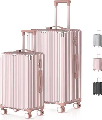 Immagine prodotto di Voyagoux® - Set di valigie da viaggio - Valigia - 2 pezzi - S/M - Oro rosa