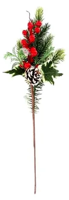 Produktbild von Künstliche Tannenzweige mit roten Beeren, 6 Stück für die Weihnachtsdekoration