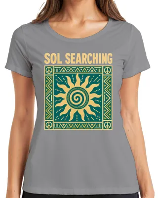 Produktbild von Sol Searching Sonne Tribal Boho Hippie Spirituell Vintage Aztec Damen T-Shirt, Grau, XL