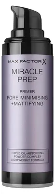 Obrázek produktu pro Max Factor Miracle Prep Pore Minimising & Mattifying, Univerzální pleť, 30 ml, Krémová, Pumpovacíc lahvička, Zmatňující, Přírodní