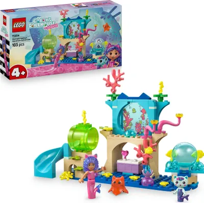 Produktbild von LEGO Gabbys Puppenhaus - Meerjungfrau Gabbys Aquarium Abenteuer - Spielzeug mit Gabby Minifigur, Meerkätzchen Figur sowie lustigem Zubehör - Geschenk für Mädchen ab 4 Jahren & Fans des Films - 11204