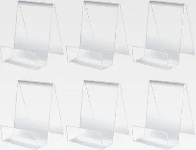 Produktbild von Acryl Buchständer Set, 6 Stück, 8 x 7,5 cm, Transparent, Tischständer für Bücher, Fotos, Tablets