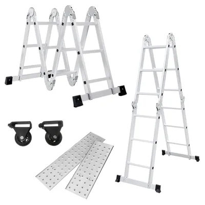Produktbild von NAIZY 4×3 Stufen 360cm Aluminum Gerüst leiter Mehrzweckleiter Multifunktions Kombileiter Klappleiter Gerüst leiter mit 2 Plattform